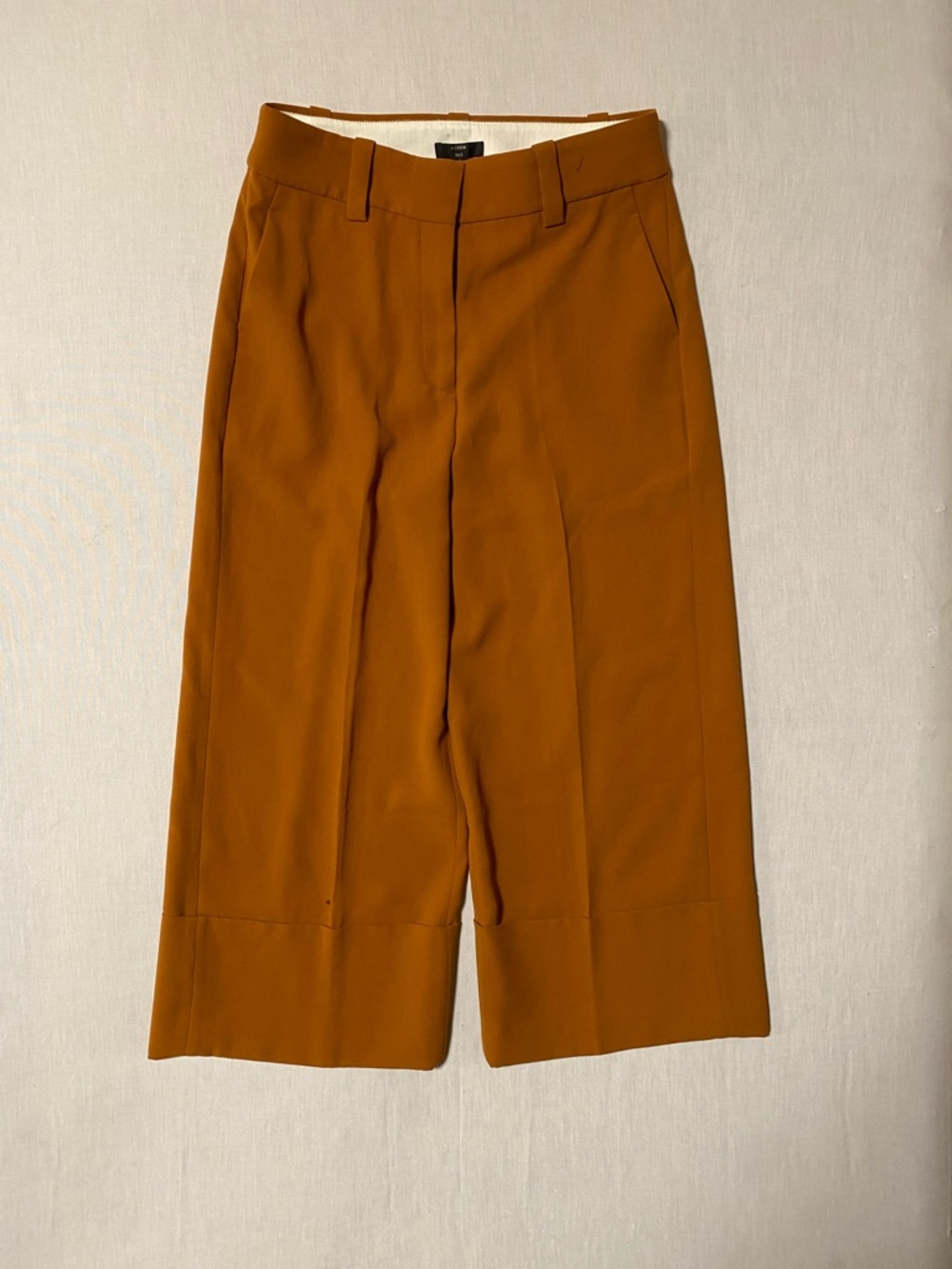 J. Crew Rust Orange Cropped Wide-Leg Trousers